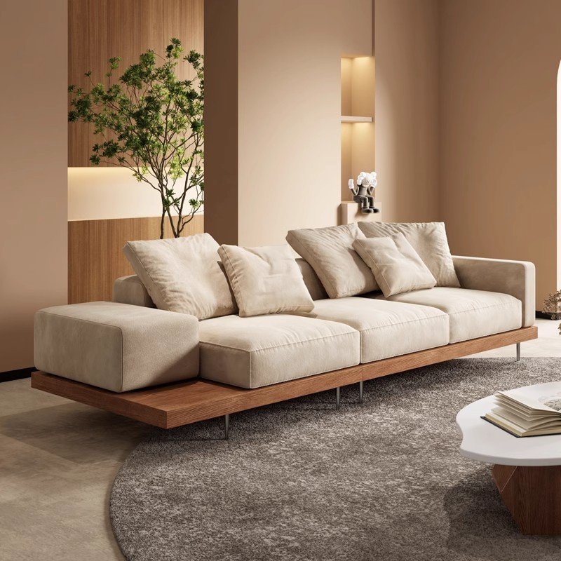 YOUTAI Hot Sale Light Luxury Log Wind Solid Wood Sofa Fabric Villa Designer Simple Combination Living Room Sofas Set Furniture