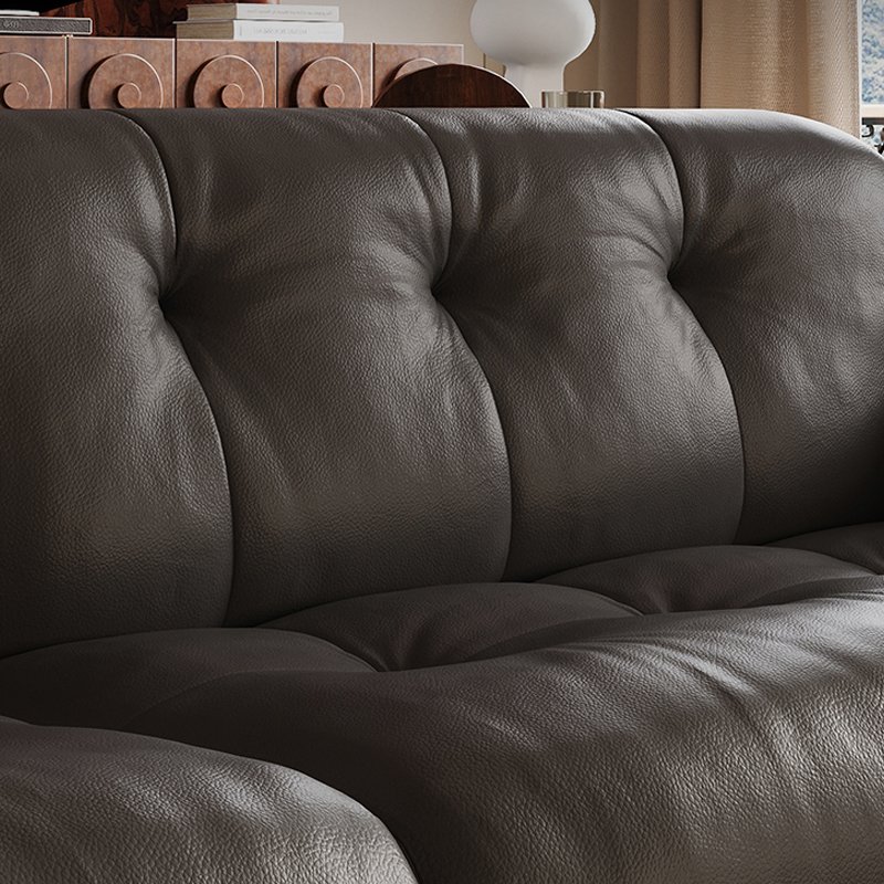 AOMISI CASA Italian Minimalist Black Leather Sofa Set Light Luxury Sofa Retro Straight Row Mid-ancient Style Living Room Sofas