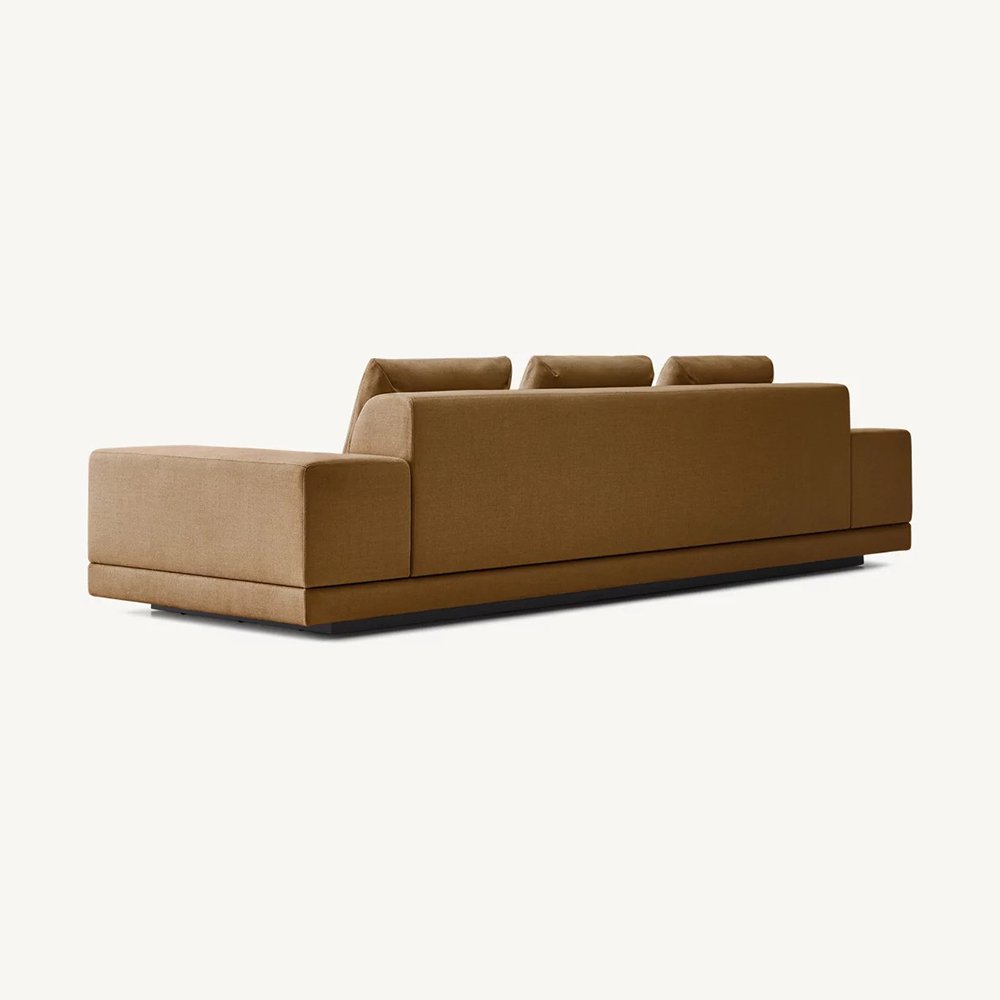 Defaico Brown Color Linen Fabric Living Room Sofa Solid Wood Frame Modern Sofa
