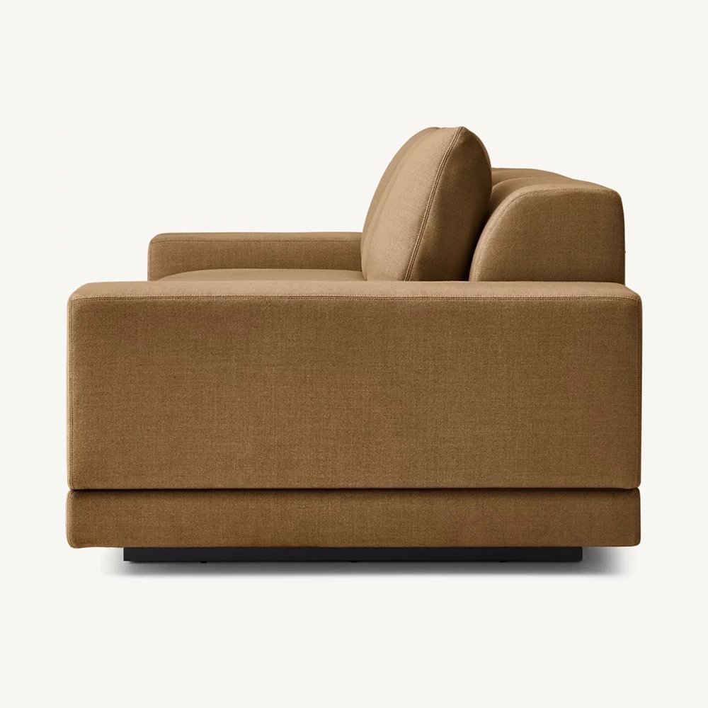 Defaico Brown Color Linen Fabric Living Room Sofa Solid Wood Frame Modern Sofa