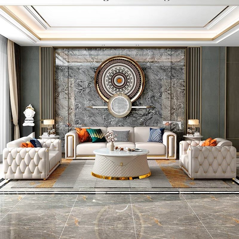 Italian Luxury Chesterfield Sectional Velvet Sofa Modern Home Sofa for Living Room & Bedrooms with Sponge Filling