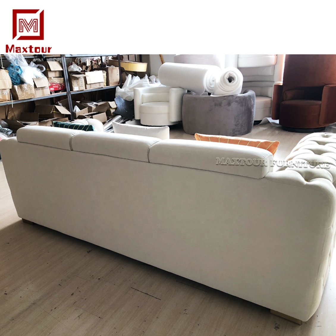 Italian Luxury Chesterfield Sectional Velvet Sofa Modern Home Sofa for Living Room & Bedrooms with Sponge Filling