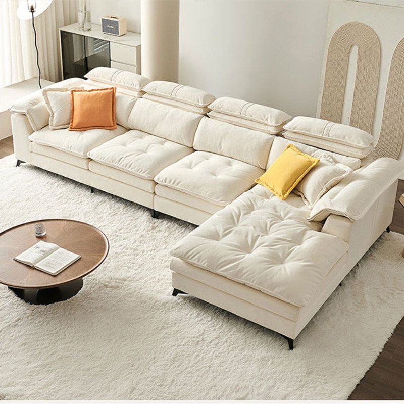 Home Couch Sofa Set Furniture cream color U-shape Chaise Modern Living Room Sofas With Adjustable Headrest