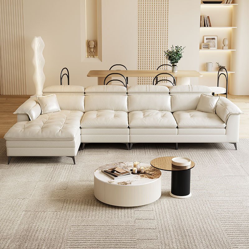 Home Couch Sofa Set Furniture cream color U-shape Chaise Modern Living Room Sofas With Adjustable Headrest