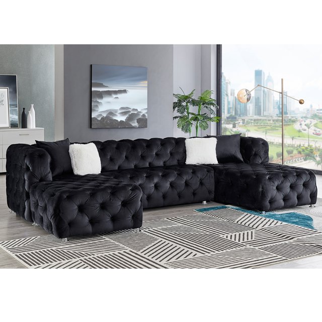 Hot sales cheap living room fancy sectional sofas sets furniture Dutch velvet U SOFA set for home furniture