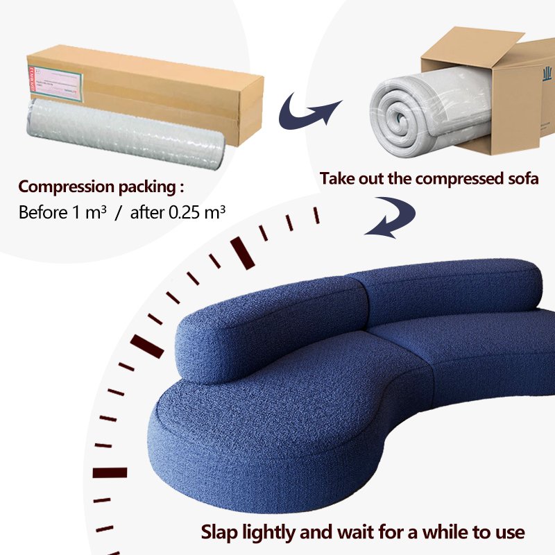 Curved Compression Living Room Sofas Furniture Vacuum Pack Sofa Set Compression Sofa Compressed For Home Couch Modular In Boxe