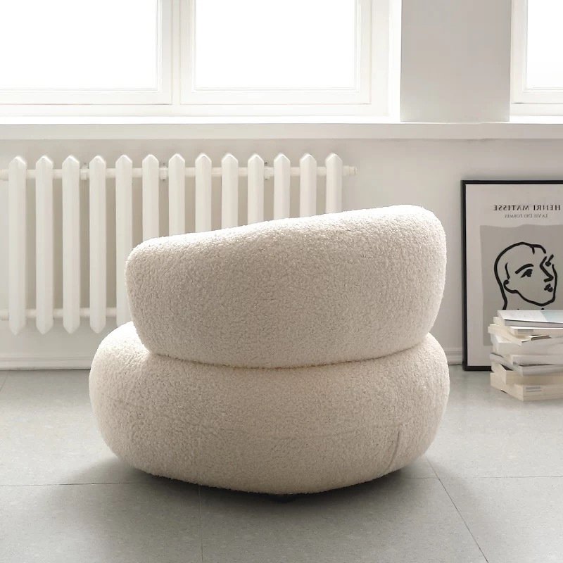 Minimalist Modern Lamb Velvet Sofa White Lazy Single Chair Casual Luxury Living Room Sofa