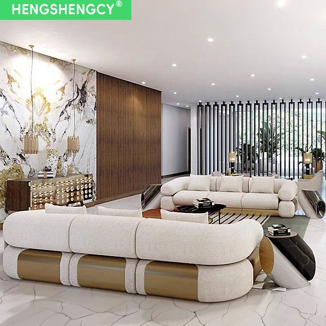 Modern simple design sofa set green velvet leather Italian casual living room sofa