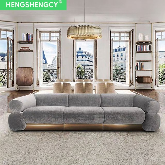 Modern simple design sofa set green velvet leather Italian casual living room sofa
