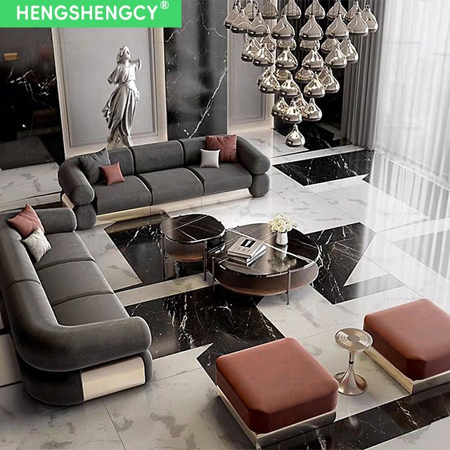 Modern simple design sofa set green velvet leather Italian casual living room sofa