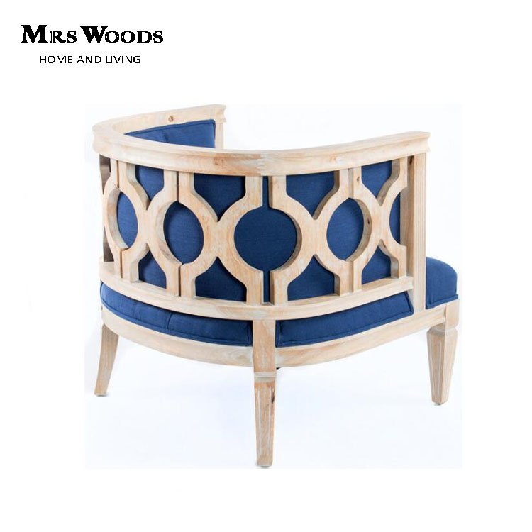 Mrs Woods High Quality Oak Wood Carved ButtonTufted Single Arm Chair Hotel Events Sofa For Party