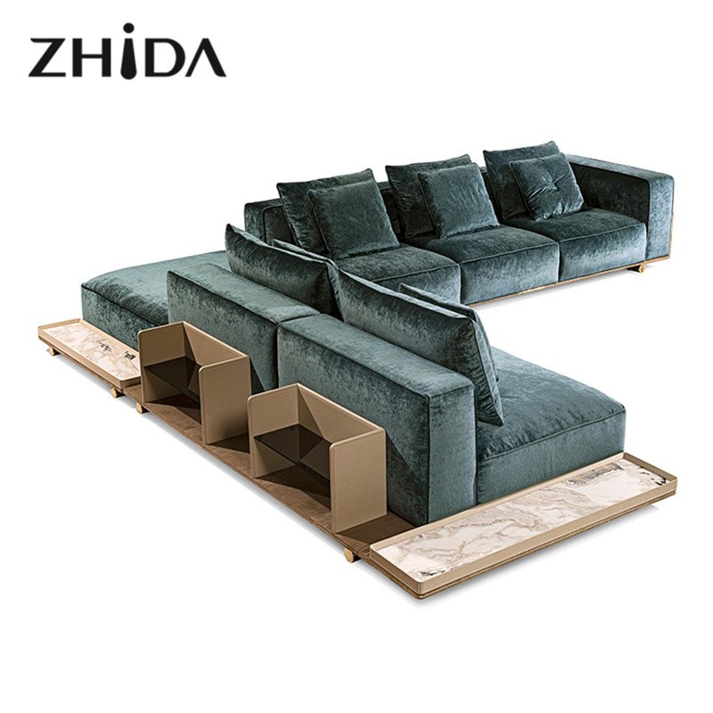 Zhida custom light luxury modern sitting room furniture living room fabric sofa set