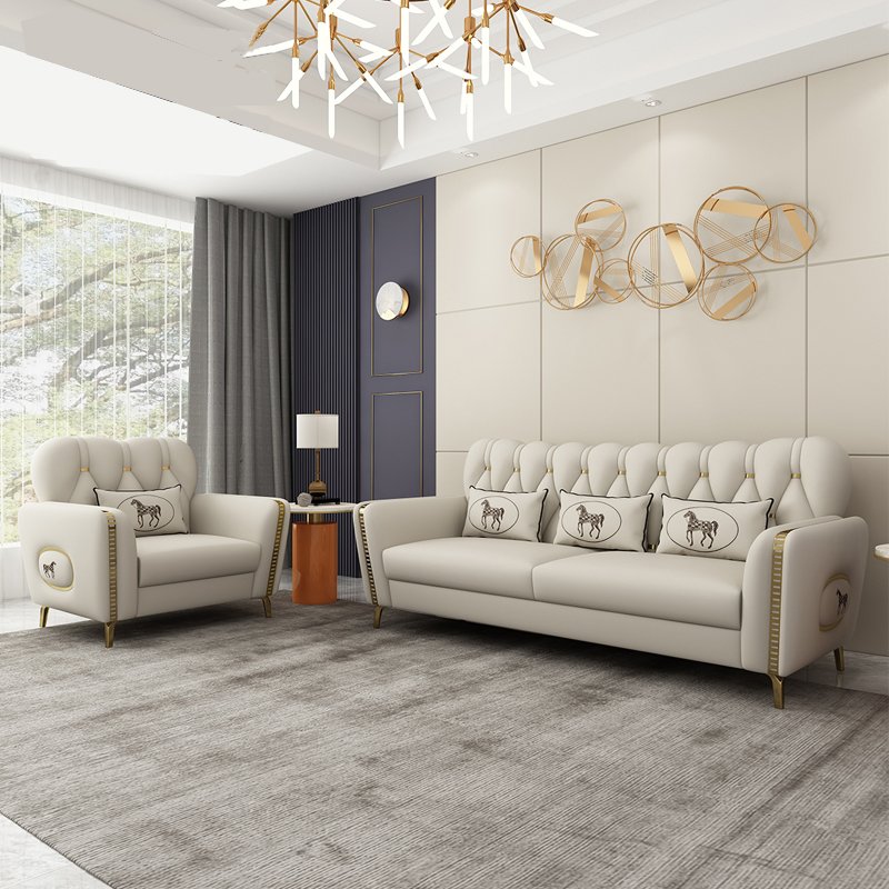 China manufacturer modern luxury living room furniture genuine leather 1 2 3 seater I shape sofa set