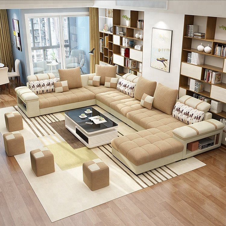 Ready to ship Living Room Sofas and Fabric Sofa Bed Royal Sofa set 7 seater living room Furniture designs