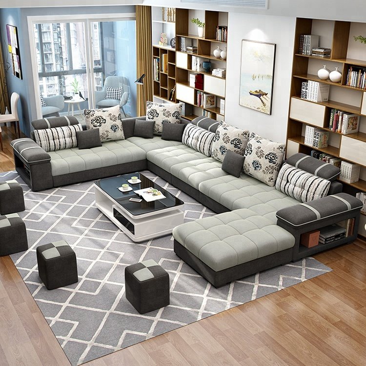 Ready to ship Living Room Sofas and Fabric Sofa Bed Royal Sofa set 7 seater living room Furniture designs