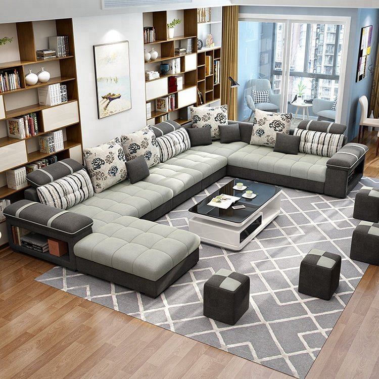 Ready to ship Living Room Sofas and Fabric Sofa Bed Royal Sofa set 7 seater living room Furniture designs