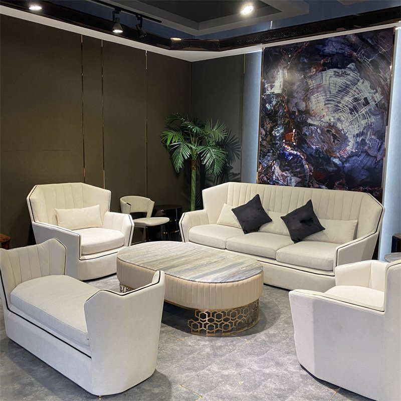 Luxury Sofa white home use furniture canap high quality titanium solid wood frame modern sofa sets
