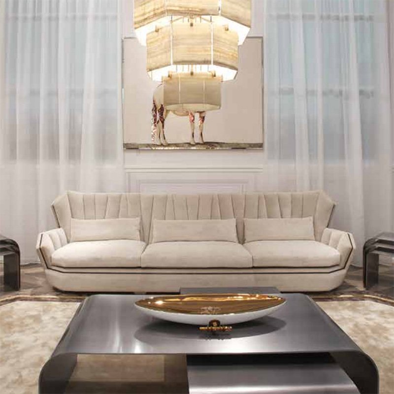 Luxury Sofa white home use furniture canap high quality titanium solid wood frame modern sofa sets