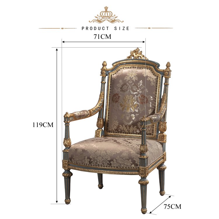 Yips LD-1604-1392 European Series Resin Carving Handpainted Floral Pattern Livingroom Classical Single Seater Sofa