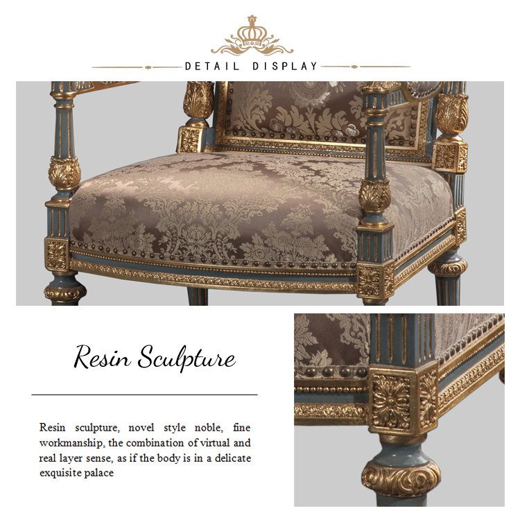 Yips LD-1604-1392 European Series Resin Carving Handpainted Floral Pattern Livingroom Classical Single Seater Sofa
