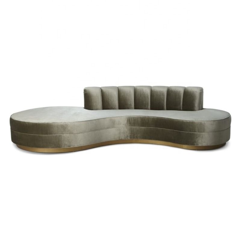 Luxury Living Room Sofa with Stainless Steel Legs in Glossy Golden Metal Furniture Modern Round Curve Sofa Lounge