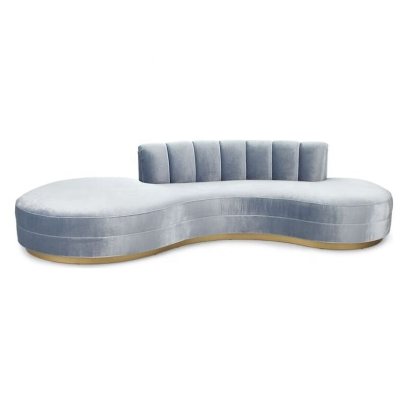 Luxury Living Room Sofa with Stainless Steel Legs in Glossy Golden Metal Furniture Modern Round Curve Sofa Lounge
