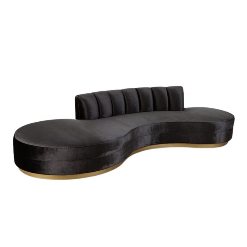 Luxury Living Room Sofa with Stainless Steel Legs in Glossy Golden Metal Furniture Modern Round Curve Sofa Lounge