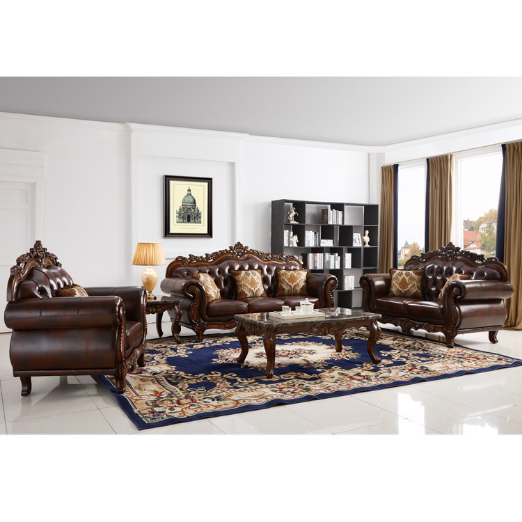Modern Luxury Italian Living room furniture Leather sofa set