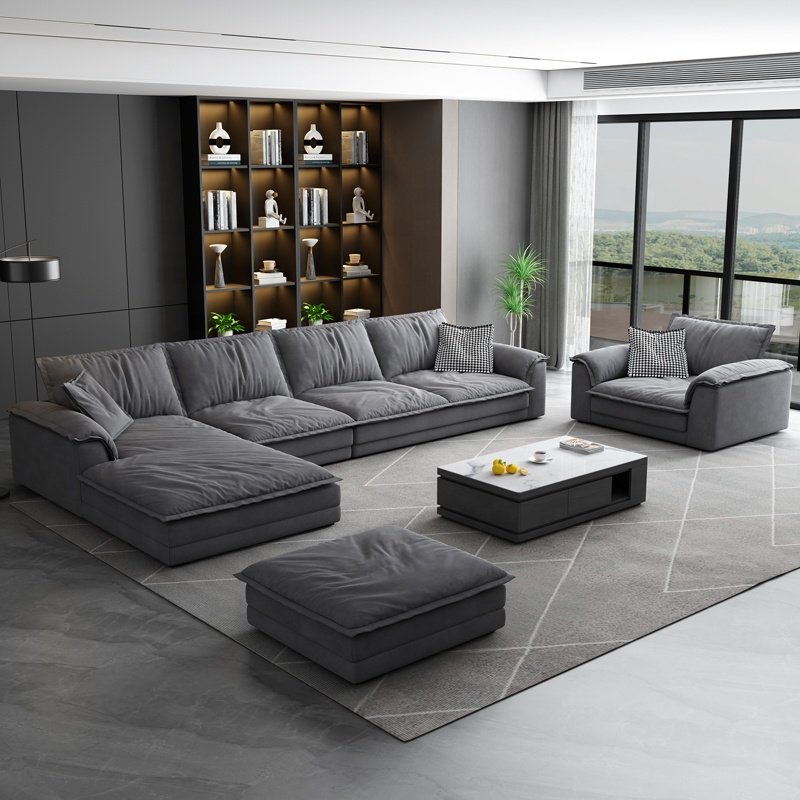 Comfy Modern L Shape Sectional Sofa with Pillows Deep Seat Extra Large Couches Over Size Corner Sofa Living Room Sofas