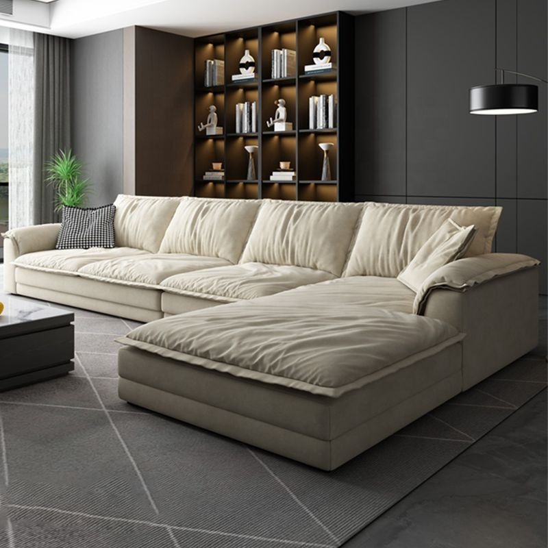 Comfy Modern L Shape Sectional Sofa with Pillows Deep Seat Extra Large Couches Over Size Corner Sofa Living Room Sofas