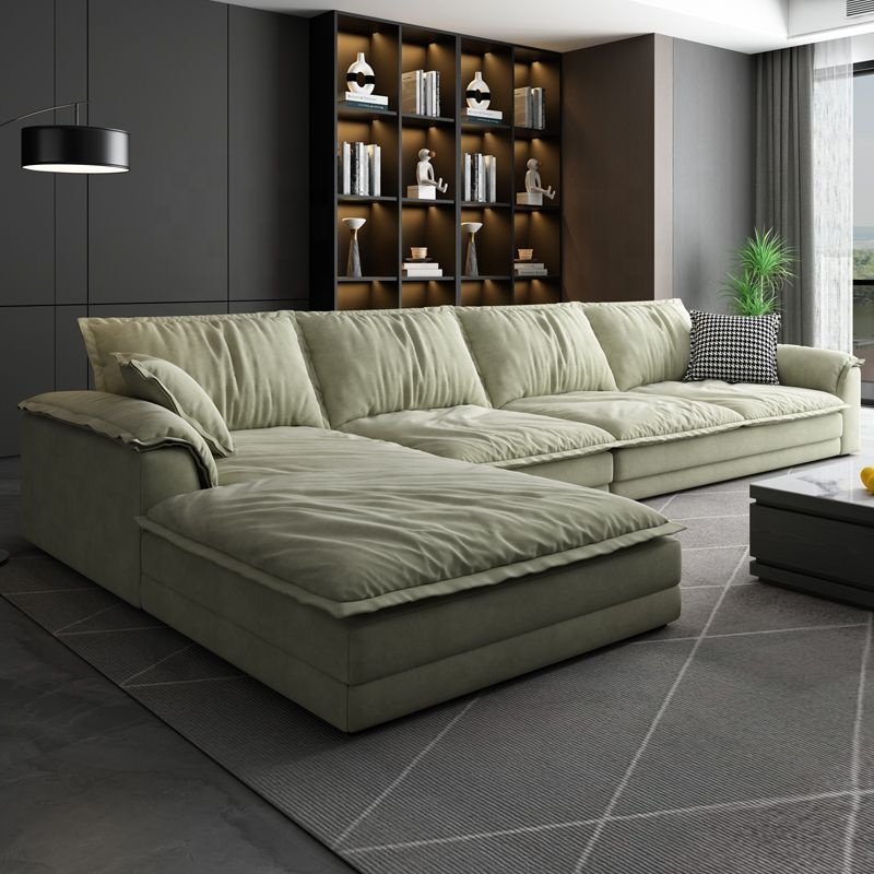 Comfy Modern L Shape Sectional Sofa with Pillows Deep Seat Extra Large Couches Over Size Corner Sofa Living Room Sofas