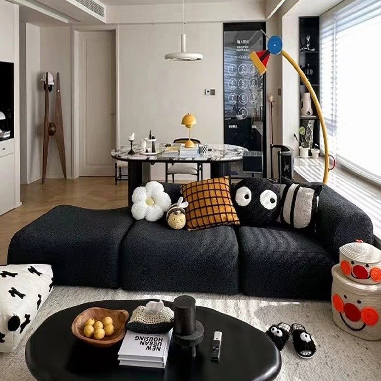 2024Wholesale Elegant Living Room Combination Upholstered Leisure Sofa Couch Floor Sectional Boucle Fabric Blocks Modular Sofa