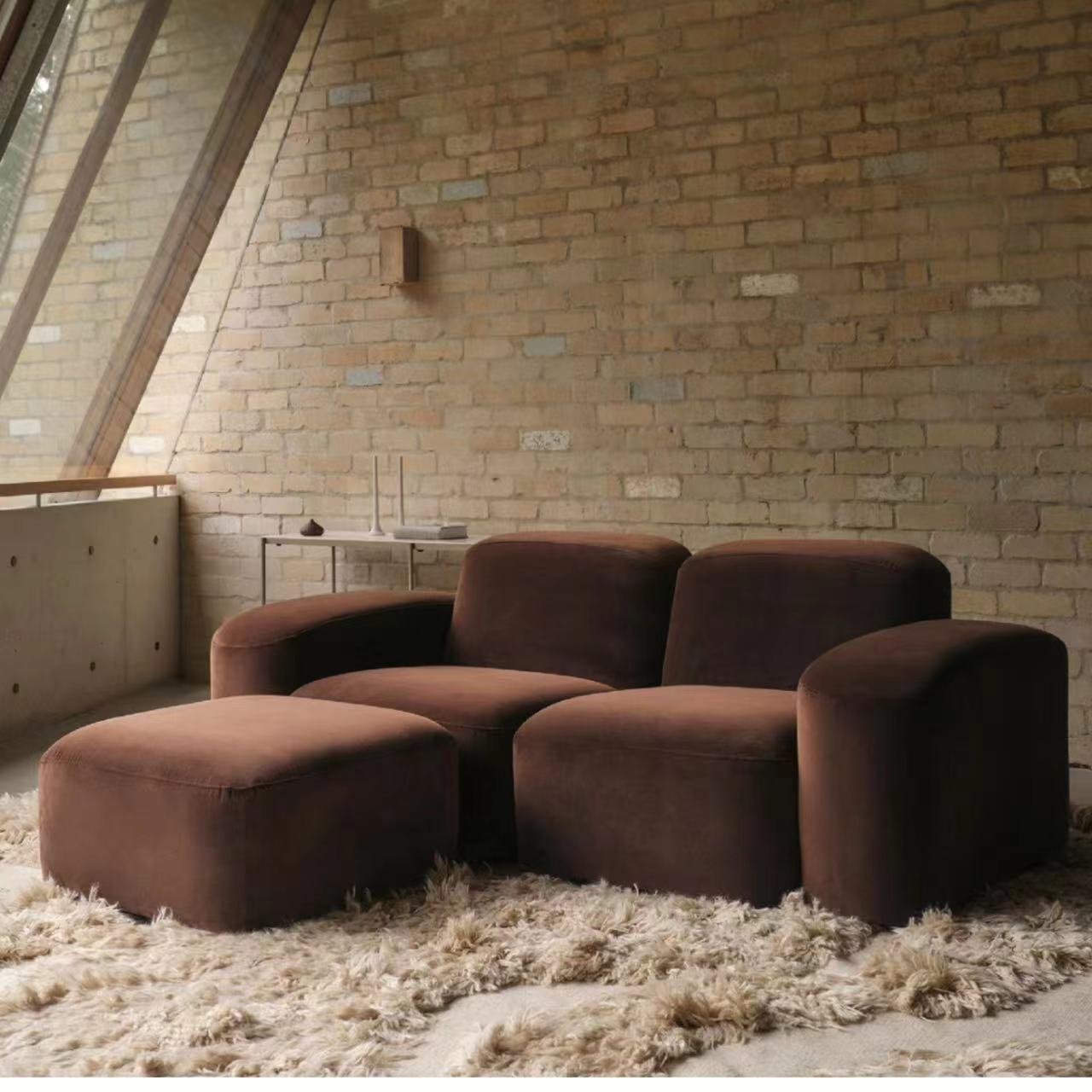 New Design Nordic Luxury 3 Seater Modular Sofa Muse Burnt Orange Velvet Living Room Sofa Corner Bubble Modular Sectional Couch