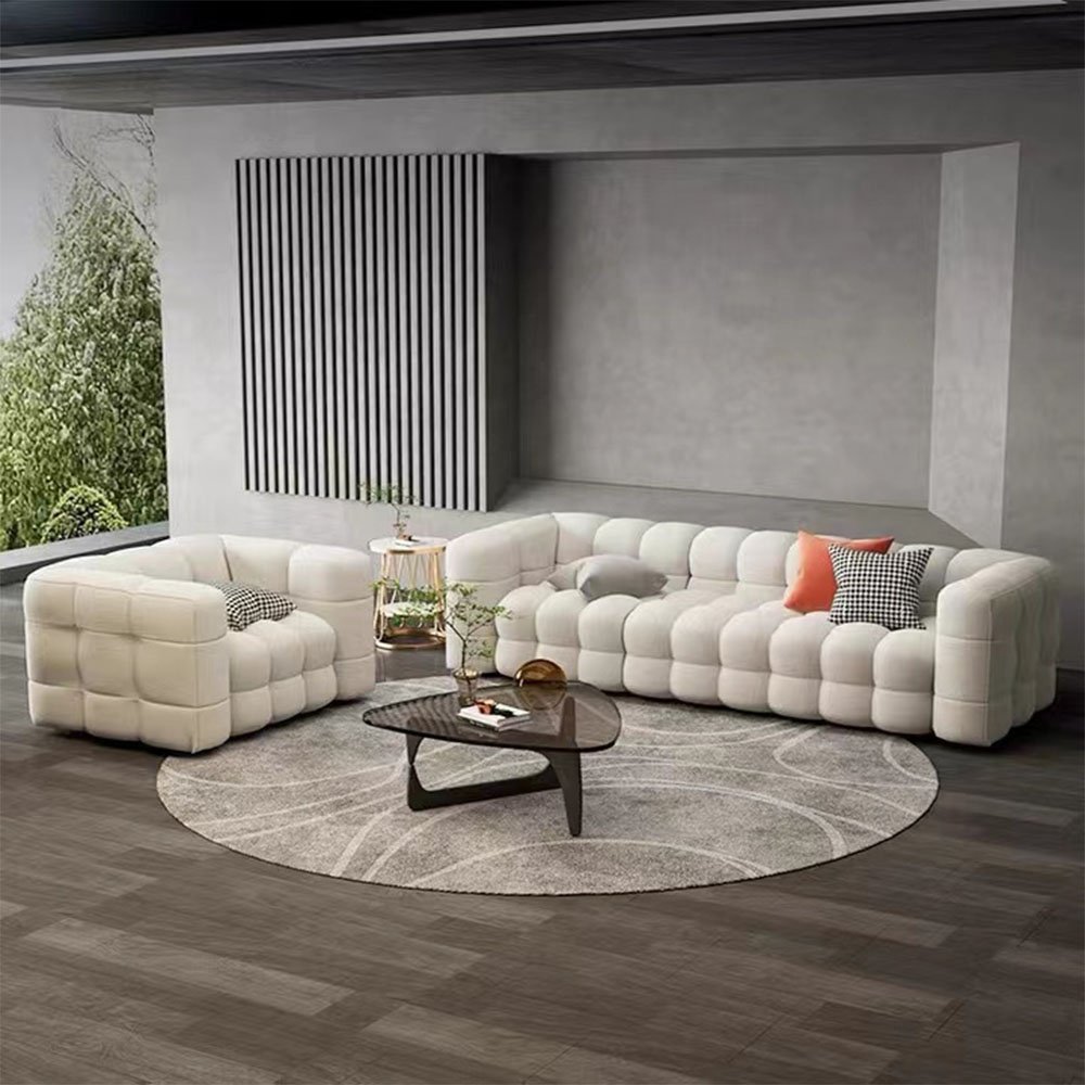 Winforce Italian Lamb Cashmere Minimalist Luxury Sofa Set 123 Seater Tufted Living Room Sofa Set Furniture Modern Sofa Couches
