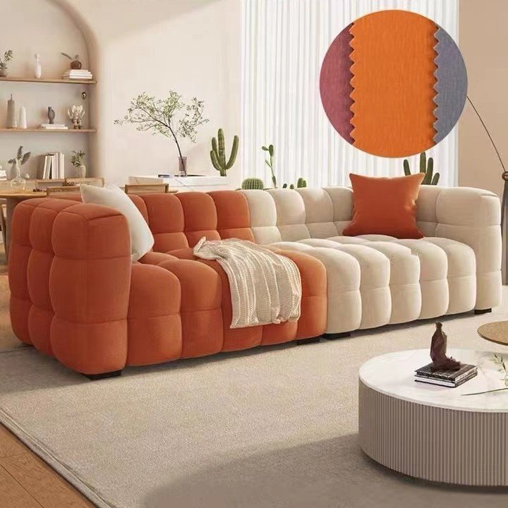 Winforce Italian Lamb Cashmere Minimalist Luxury Sofa Set 123 Seater Tufted Living Room Sofa Set Furniture Modern Sofa Couches