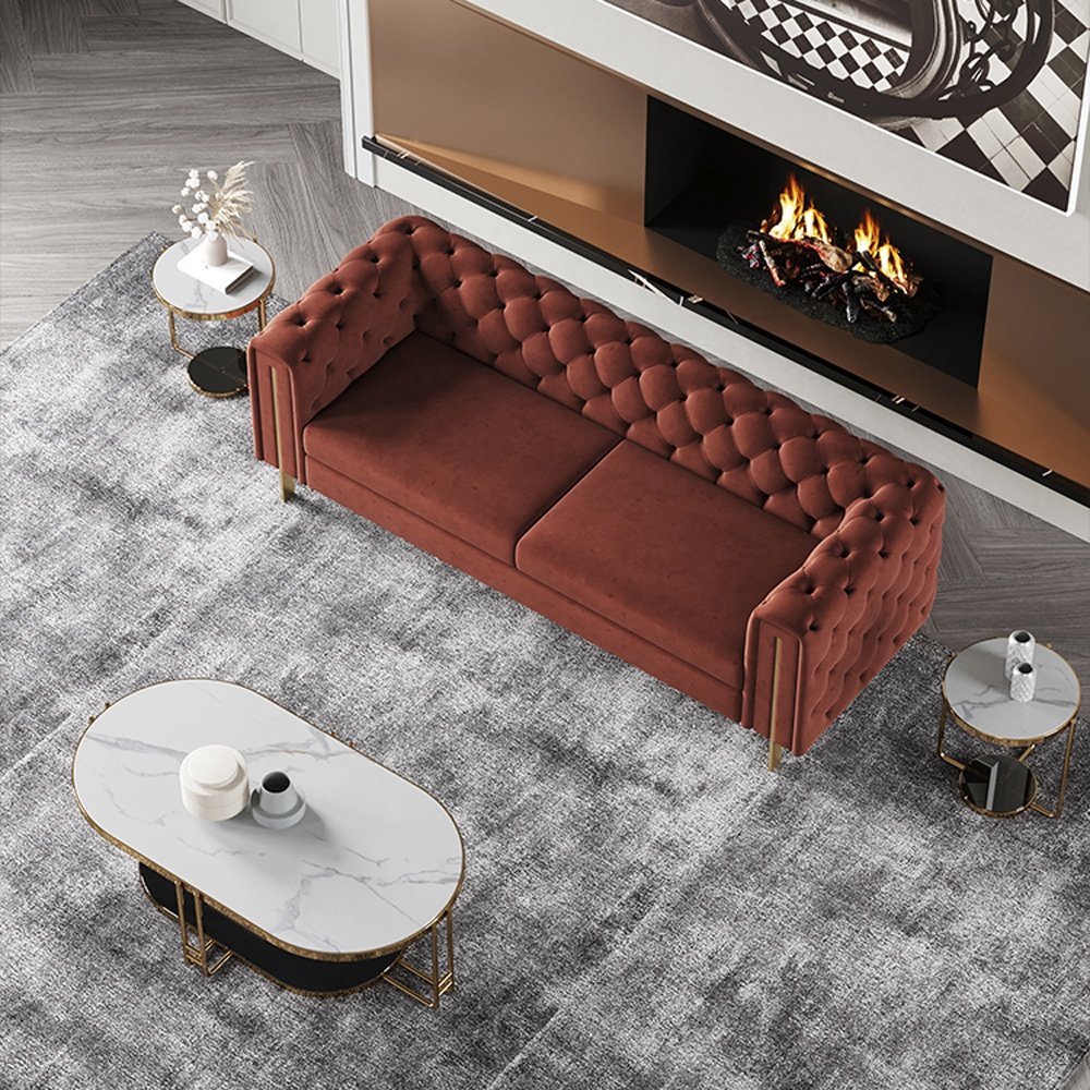 Luxury modern tufted velvet fabrics 1 2 3 seater lounge sofas living room home furniture sofa set designer