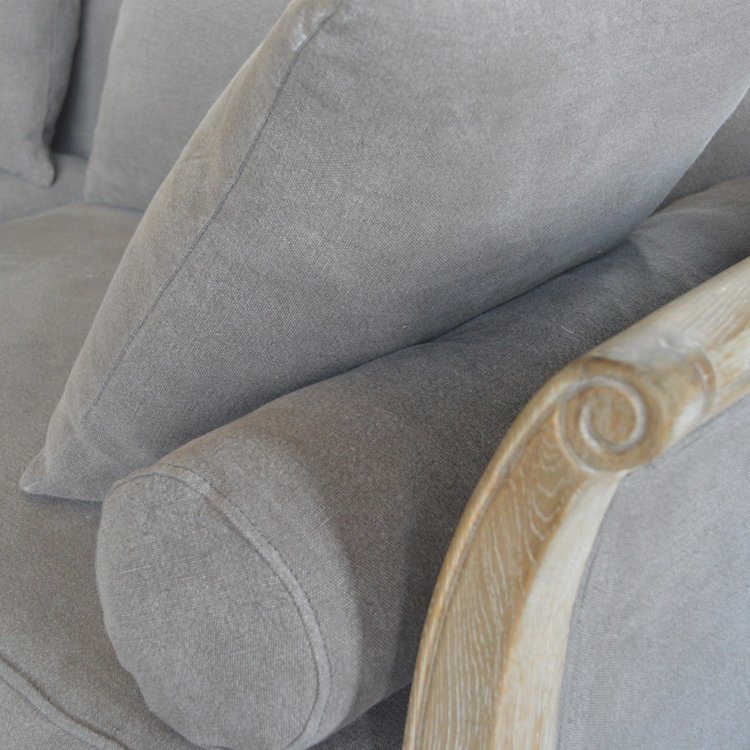 Hamptons Style Luxury Living Room Furniture 3 Seater Lounges Fabric Upholstered Wood Carved Sofa With Armrest