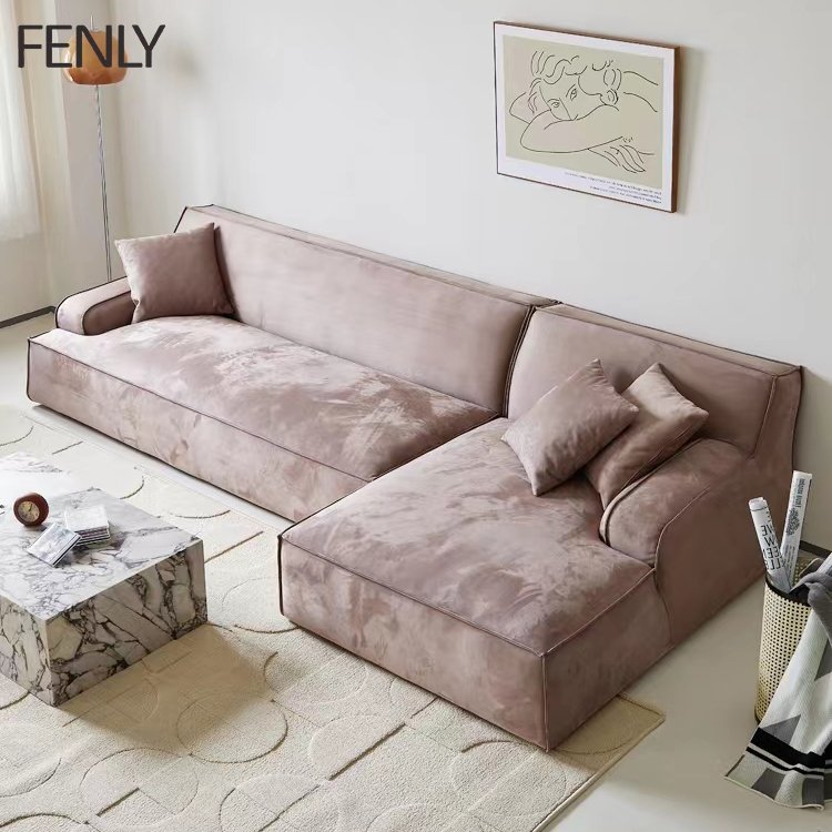 Italian Modern Minimalist L-Shape Modular Leather Sofa Set Wood Sectional for Living Room or Office Lounge Furniture