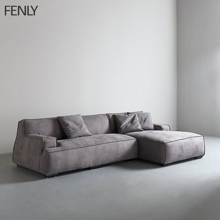 Italian Modern Minimalist L-Shape Modular Leather Sofa Set Wood Sectional for Living Room or Office Lounge Furniture