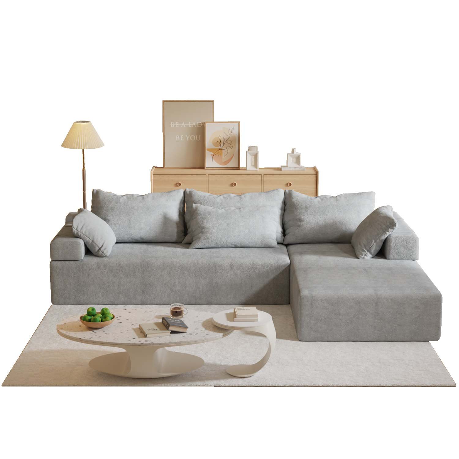 Mid Century Modern Sofa Velvet Sofa Extra Deep Seat Sectional Couch Oversize Home Furniture Living Room Sofa