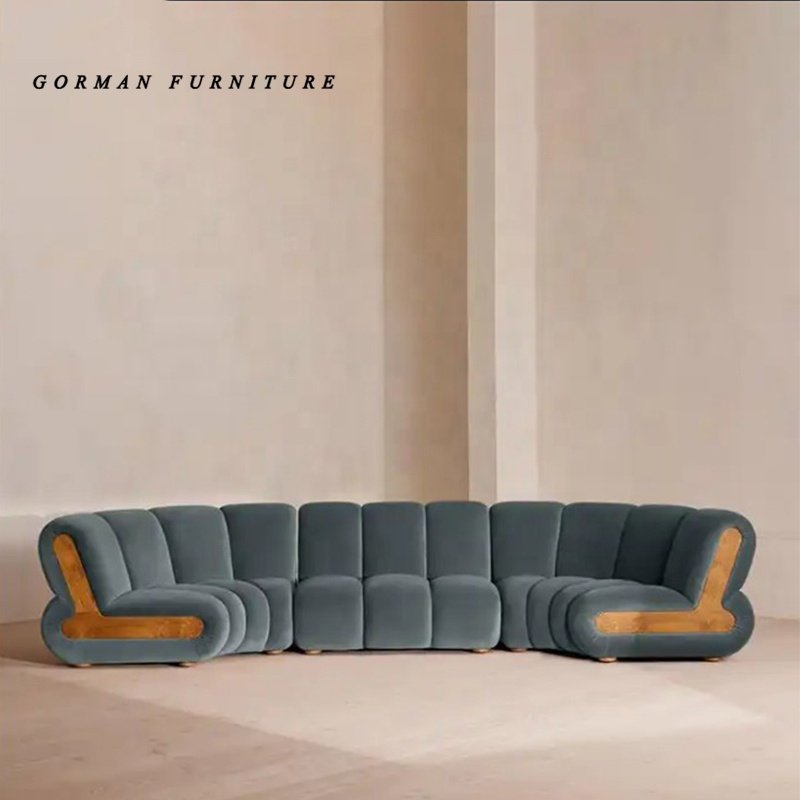 GORMAN FURNITURE Modular modern living room sofas fabric white modular sectional floor sofa couch 7 seat corner curved sofa set