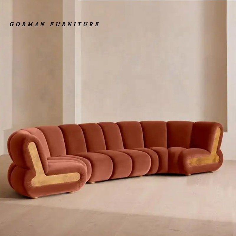 GORMAN FURNITURE Modular modern living room sofas fabric white modular sectional floor sofa couch 7 seat corner curved sofa set
