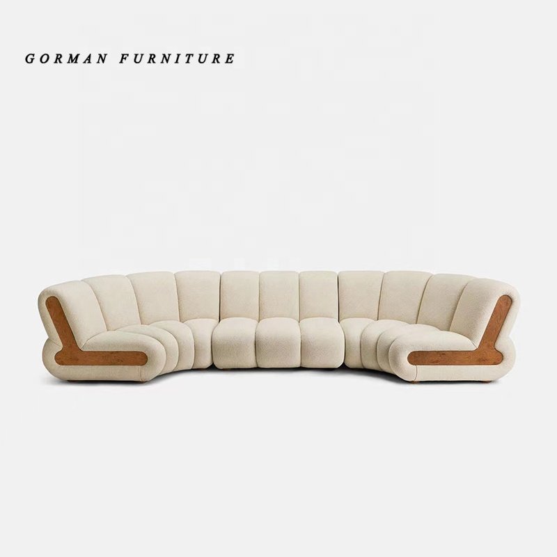GORMAN FURNITURE Modular modern living room sofas fabric white modular sectional floor sofa couch 7 seat corner curved sofa set
