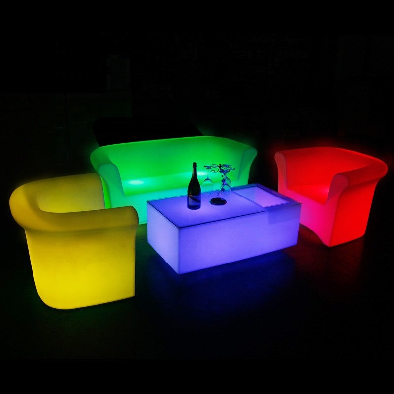 New product Modern LED lighting Sectional shape sofa,plastic lighting luxury living room sofa