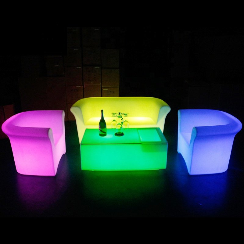 New product Modern LED lighting Sectional shape sofa,plastic lighting luxury living room sofa
