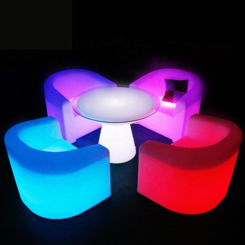 New product Modern LED lighting Sectional shape sofa,plastic lighting luxury living room sofa