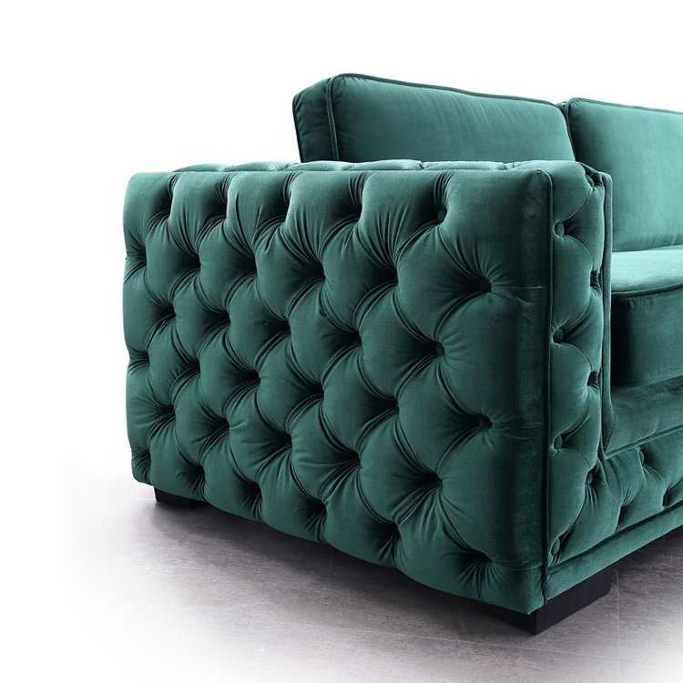 OEM Best Seller Living Room Furniture Green Velvet L-shape Modular Sofa Sofa Sets for Living Room Modern Contemporary Small Sofa