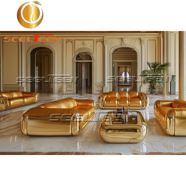 Luxury Leather Family Hall Orange I Shaped Sectional Sitting Room Furniture Couches Luxury Living Room Sofa