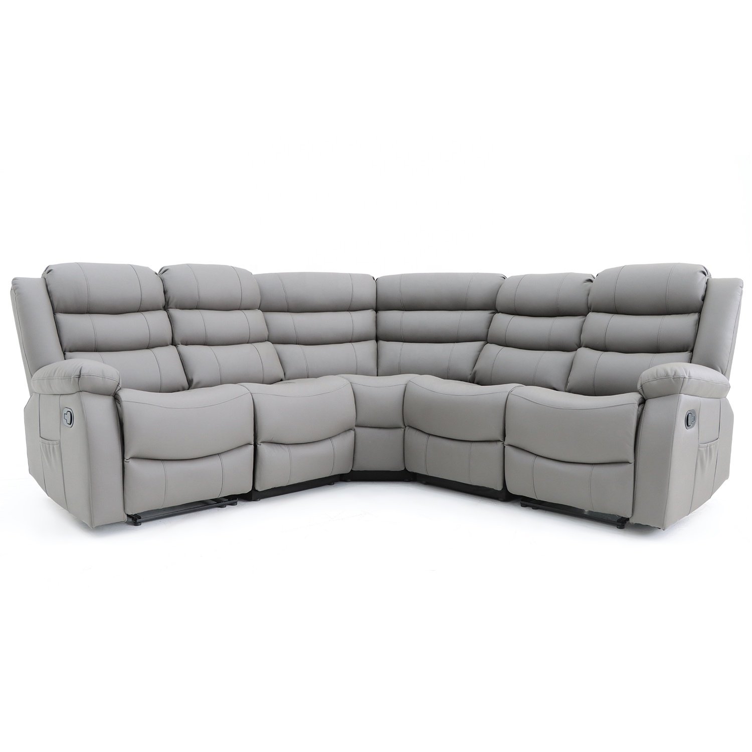 Geeksofa Leather Sectional Corner Recliner Sofa Set 5 Seats With Console And Cup Holders Power Reclining Sofa Seat For Living