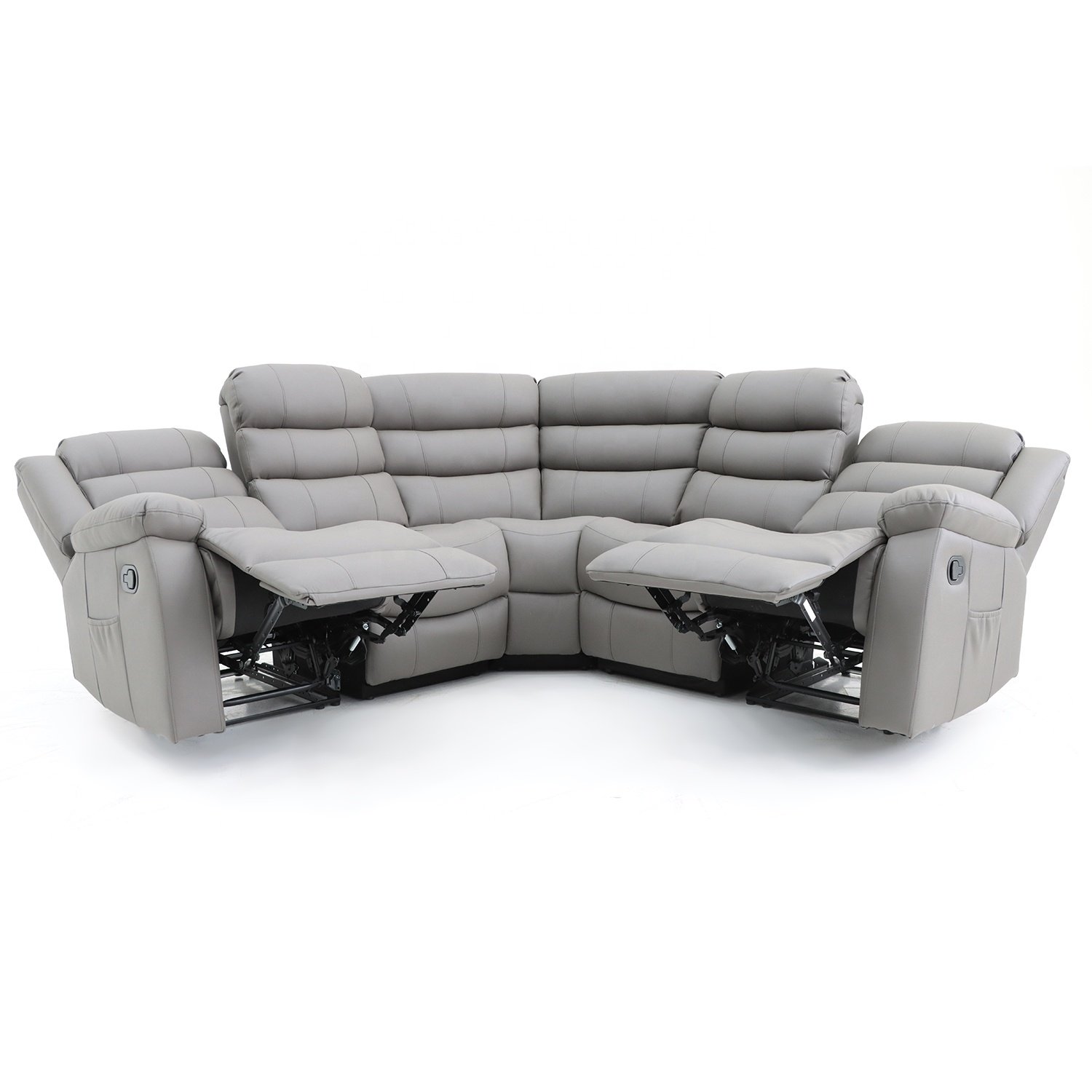 Geeksofa Leather Sectional Corner Recliner Sofa Set 5 Seats With Console And Cup Holders Power Reclining Sofa Seat For Living